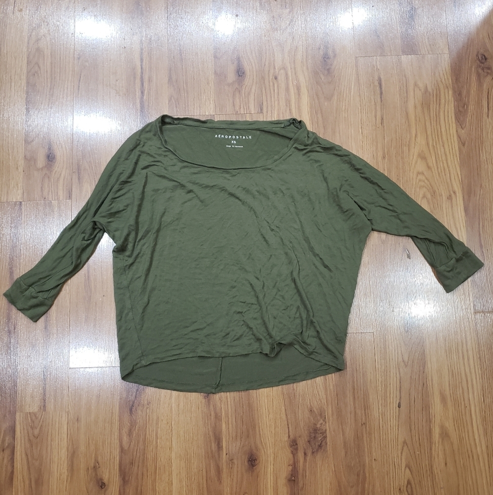 Aeropostale Olive Green Cropped Long Sleeve!